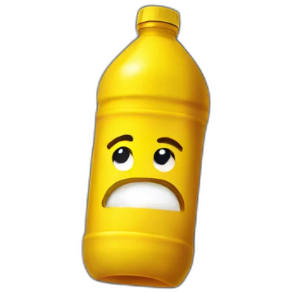 dark yellow water in a water bottle laying on the sidewalk emoji