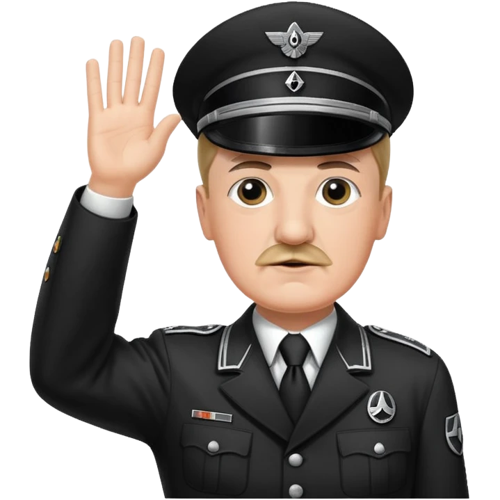 Hitler raising one hand straight up like a salute in Black SS uniform  emoji