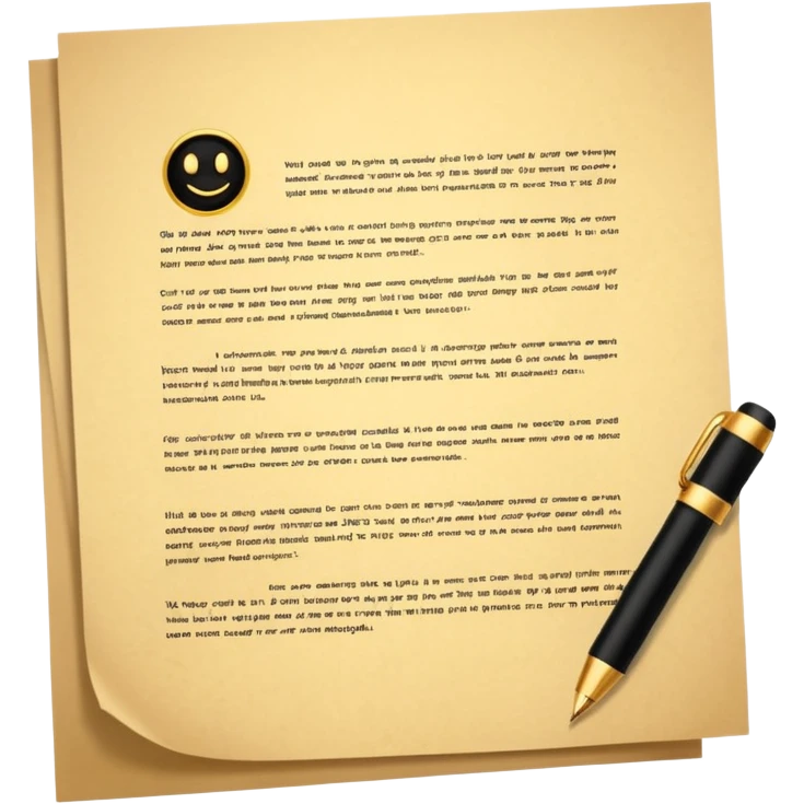 warranty contract golden paper signed, emoji