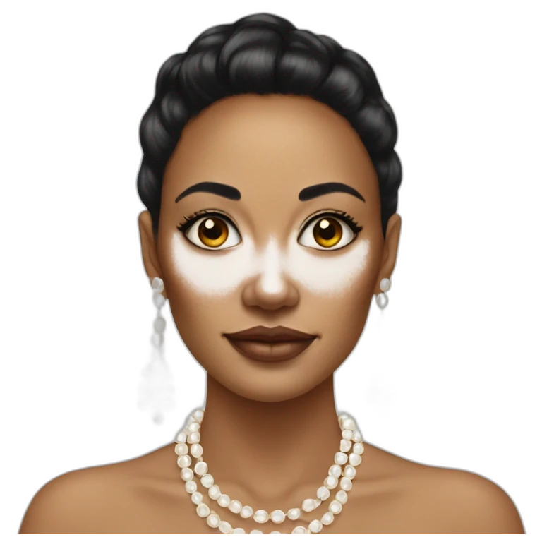 vitiligo women with pearl earrings  emoji