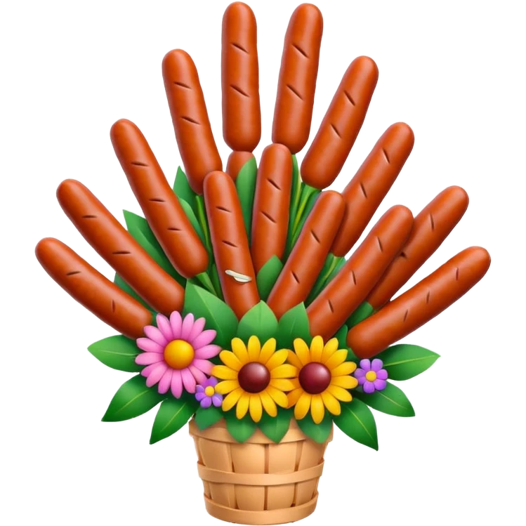 Make emoji flower bouqet from base sausage emoji