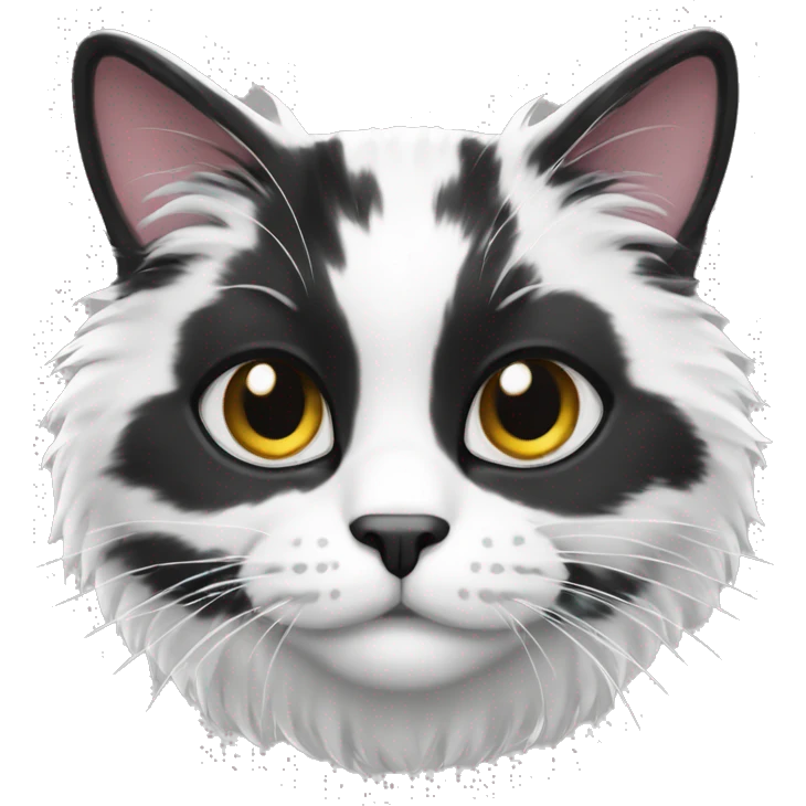 Cat black and white poils longs emoji