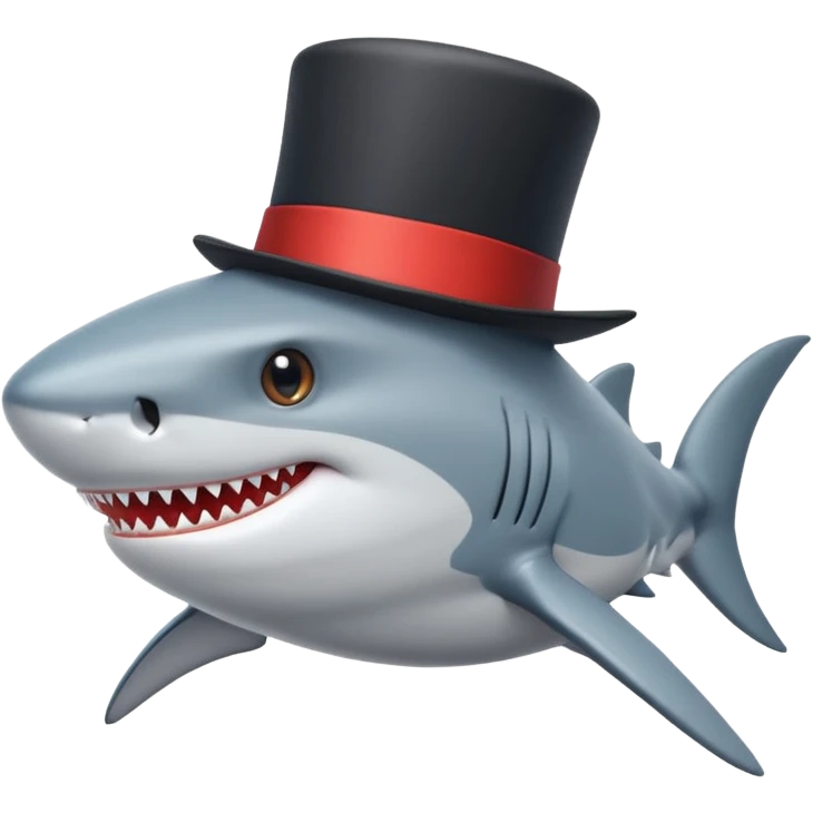 Shark with a top hat emoji