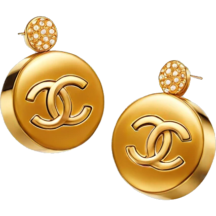 Golden Chanel dot earrings emoji