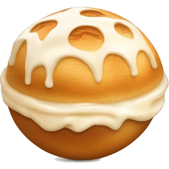 boule beige avec crème fouettée à l’intérieur  emoji