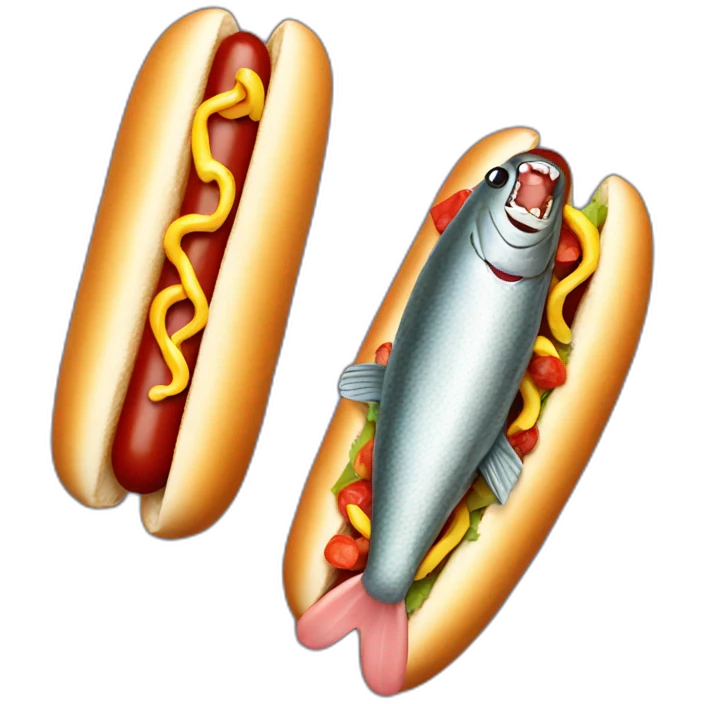 hot dog with fish  emoji