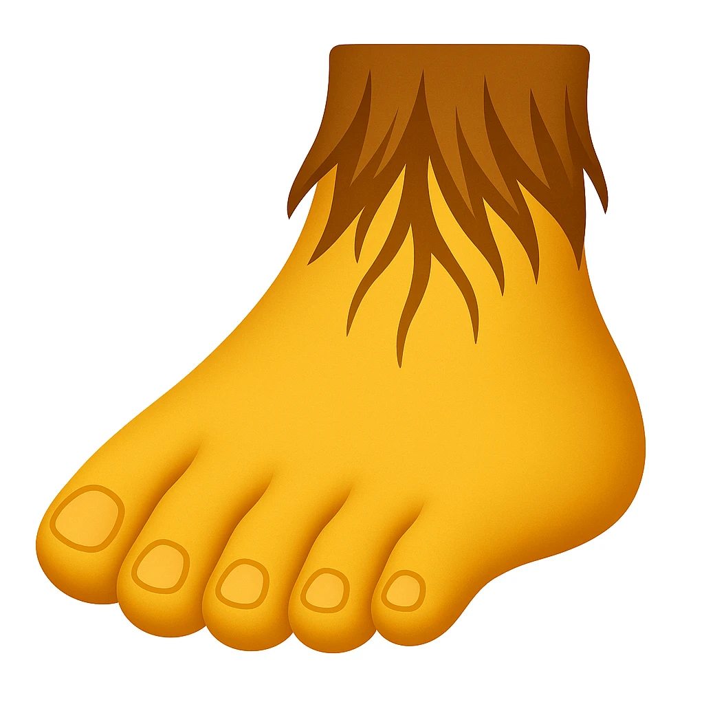 Create a single foot emoji that looks exactly like one of the feet in the reference image. Use classic emoji style with yellow color, matching the same shape and details of the foot in the reference. emoji