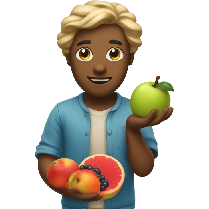 Emoji with fruit in hand emoji