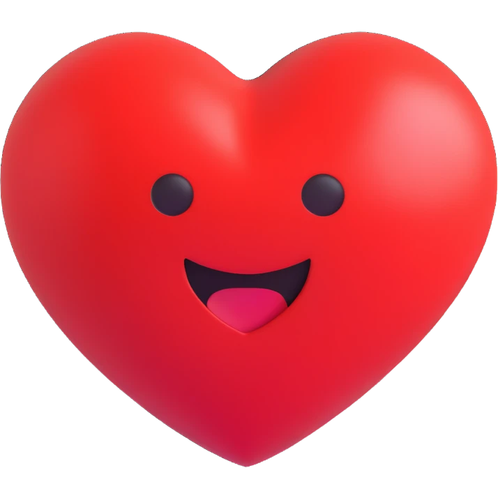 3D emoji style classic red heart, shiny and voluminous emoji