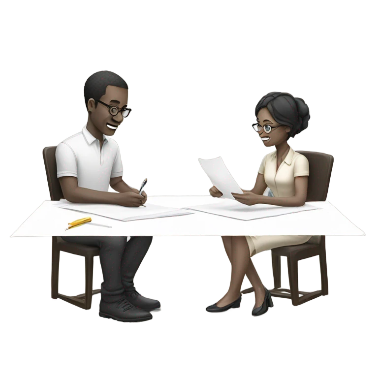 two people sitting at a table and drawing emoji