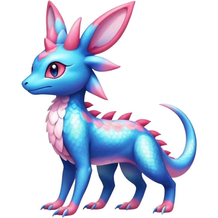 Colorful Shiny Exotic Amaura-Salandit-Aurorus-Sylveon-Fakémon-hybrid-creature (full body)  emoji