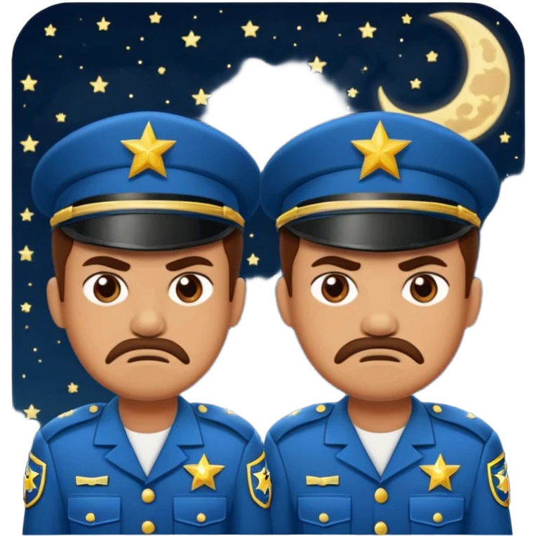 Angry guards at night with stars and moon emoji