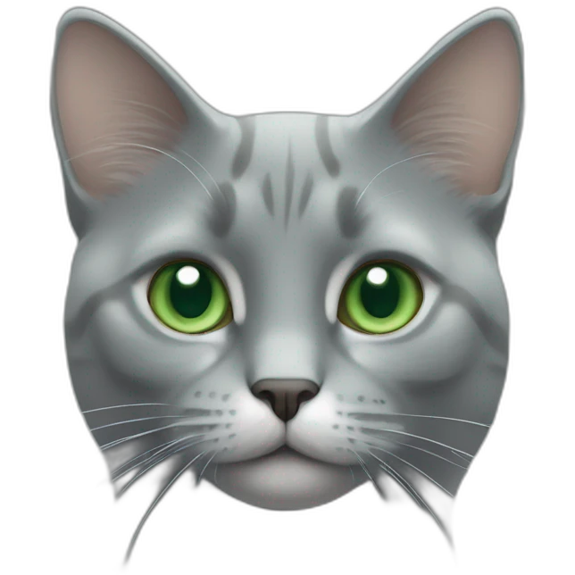 Un chat gris avec les yeux vert emoji