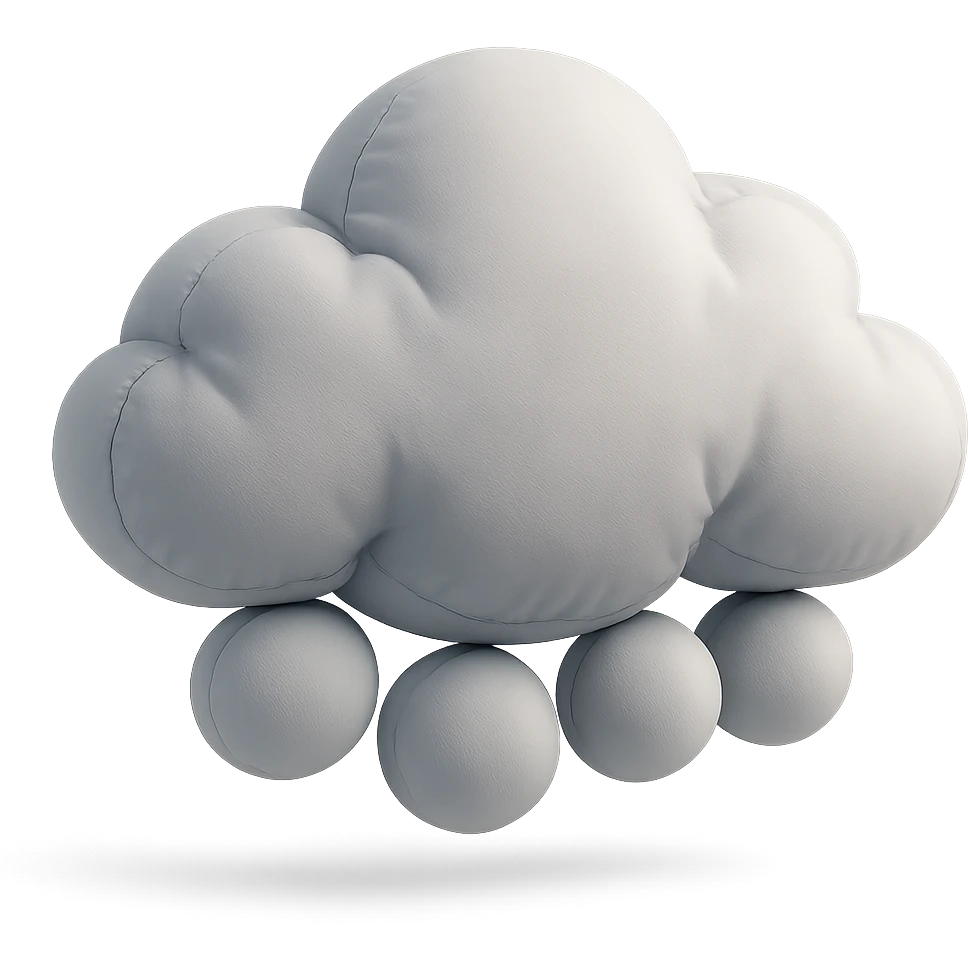 cloud with large round hailstones, cushion style, soft plush look emoji