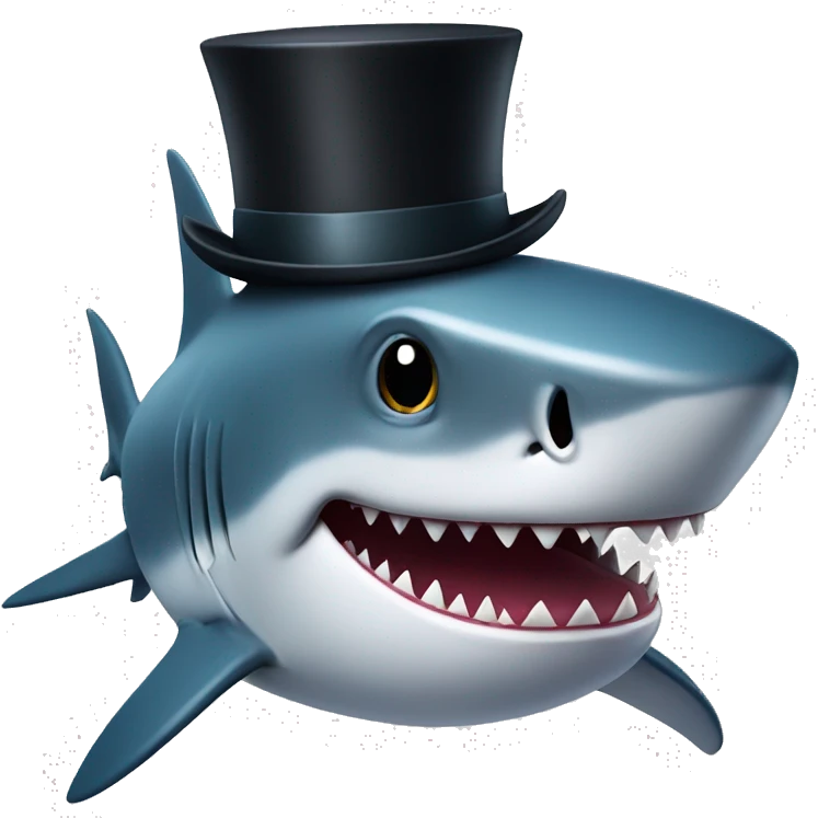 Shark with a top hat emoji