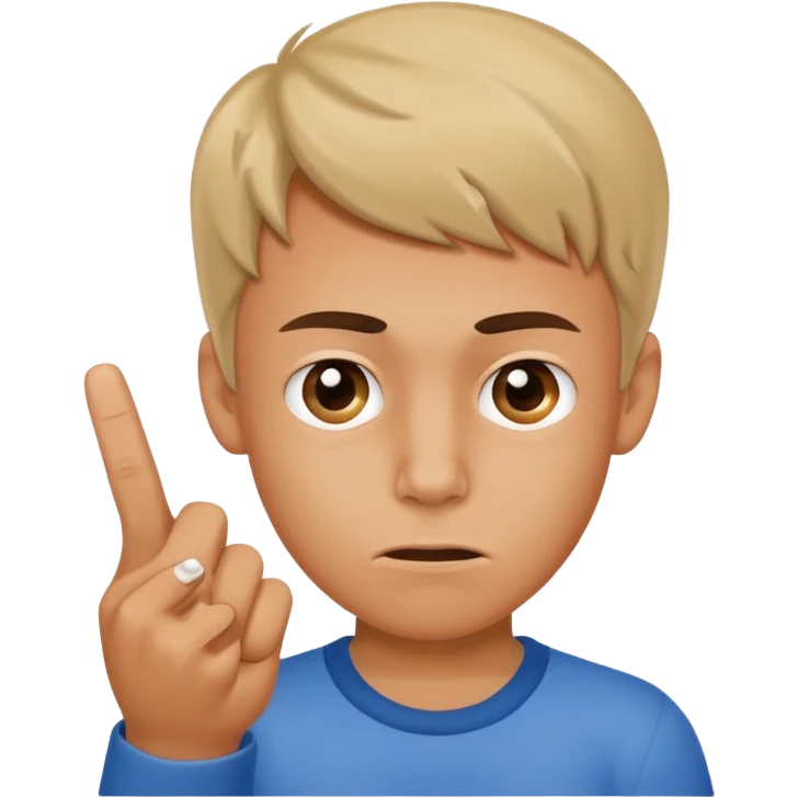 boy making wtf face and showing middle finger emoji