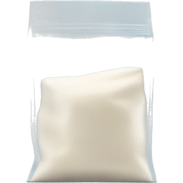 Pocket sized see through zip lock bag of flour emoji
