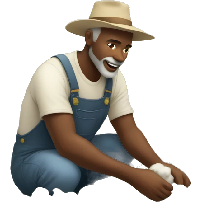 Man picking cotton on his farm  emoji