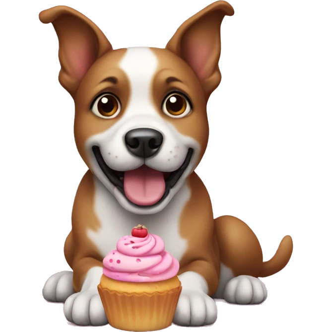 Dog with cupcake emoji