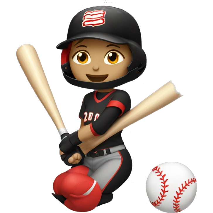 softball in the color red and black  emoji