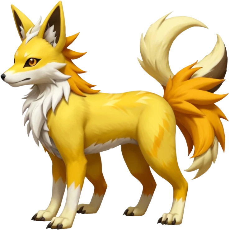 Feral Quadrupedal Digitigrade Manectric-Jolteon-Lycanroc-Furret-Renamon-Zeraora-Vernid-Sergal-fusion-hybrid-creature, full body  emoji