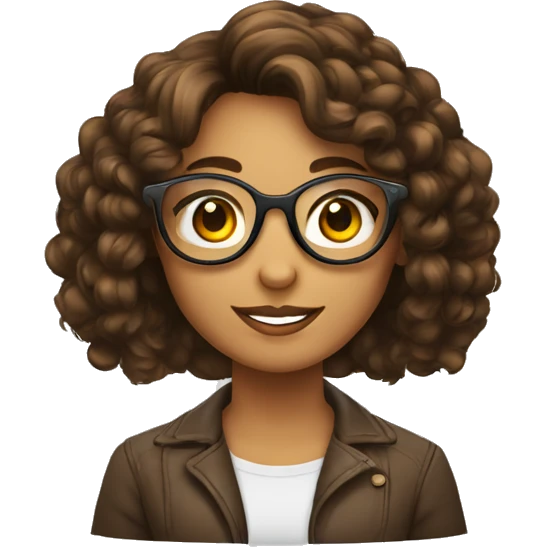 Fille avec lunette ronde cheveux brun attacher emoji
