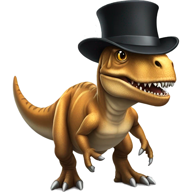 T-Rex with top hat and wand emoji