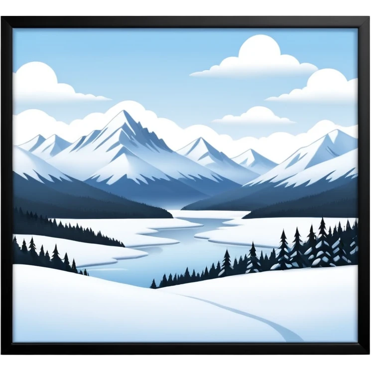 An Alaskan snowy winter back drop to be used in the style of "duck hunt" the bottom 30% needs to contain landscape and the top 70% needs to be blank space. emoji