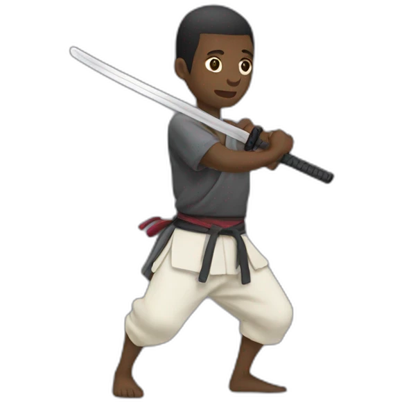 Black Guy using Japanese Katana emoji