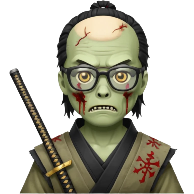 zombie samurai with black glasses, highlight the glasses emoji