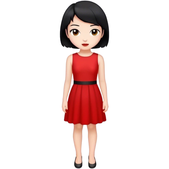 A girl with black short hair and wearing a red dress emoji