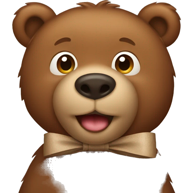 brown bear wearing a light brown bow emoji