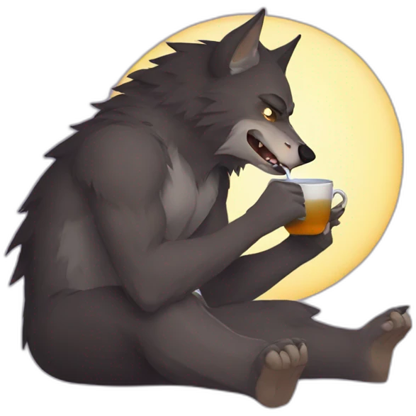 A werewolf sipping tea emoji