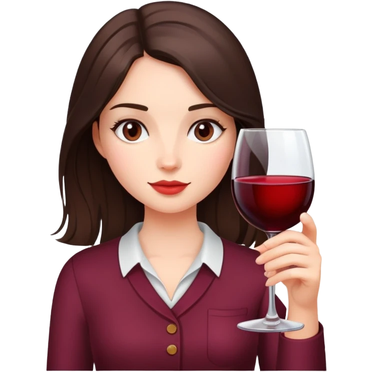 Brunette girl with a glass of wine emoji
