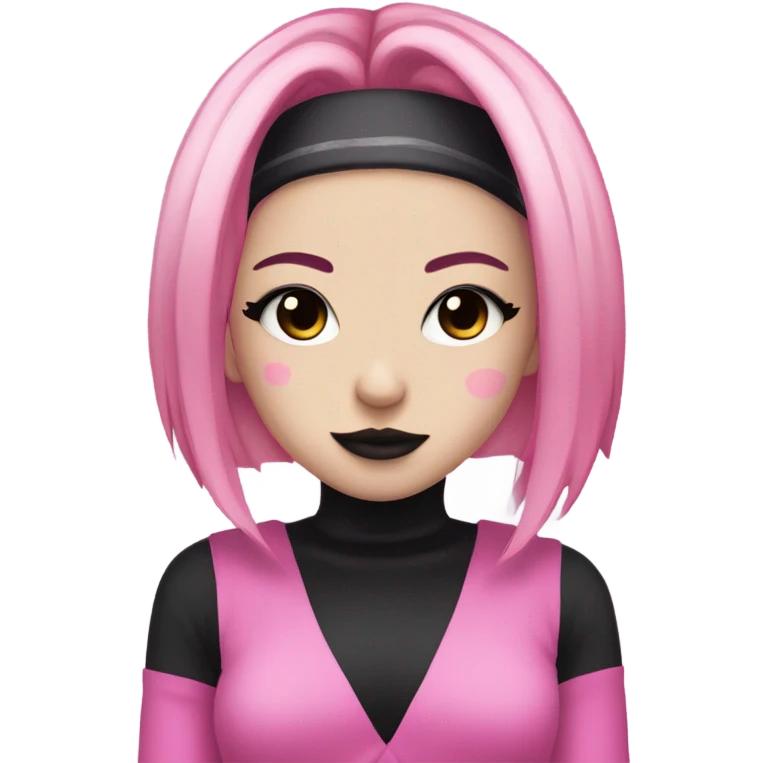 Kuromi girl with pink and blonde hair dark makeup emo emoji