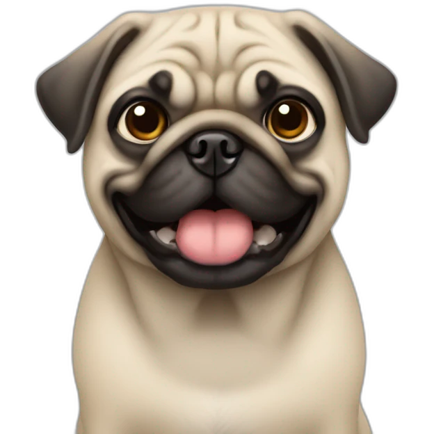 Crea un Pug con cara de preocupado  emoji