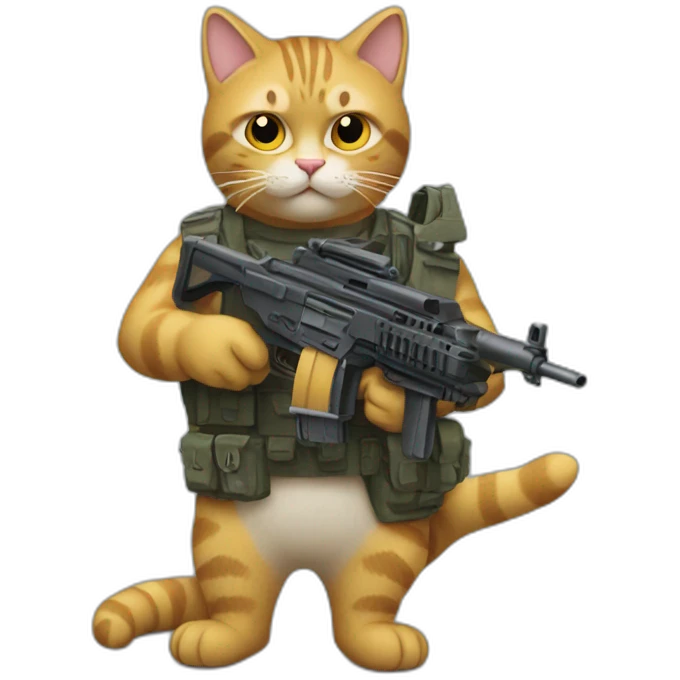 a cat with a machine gun emoji