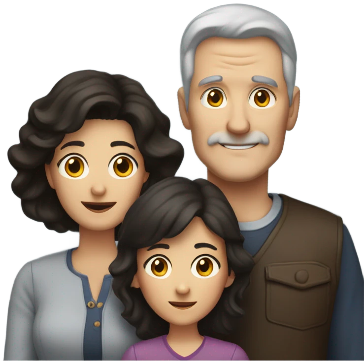 White family love dad 64 year old dark hair mom 57 year old dark hair 22 year old daughter dark hair and 24 year old with dark hair emoji