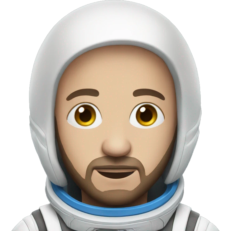 a man with blue eyes, bald, short beard, wearing an astronaut costume emoji