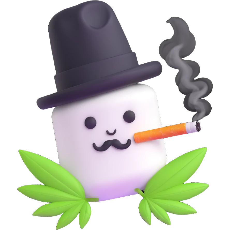 marshmallow gangster smoking weed emoji