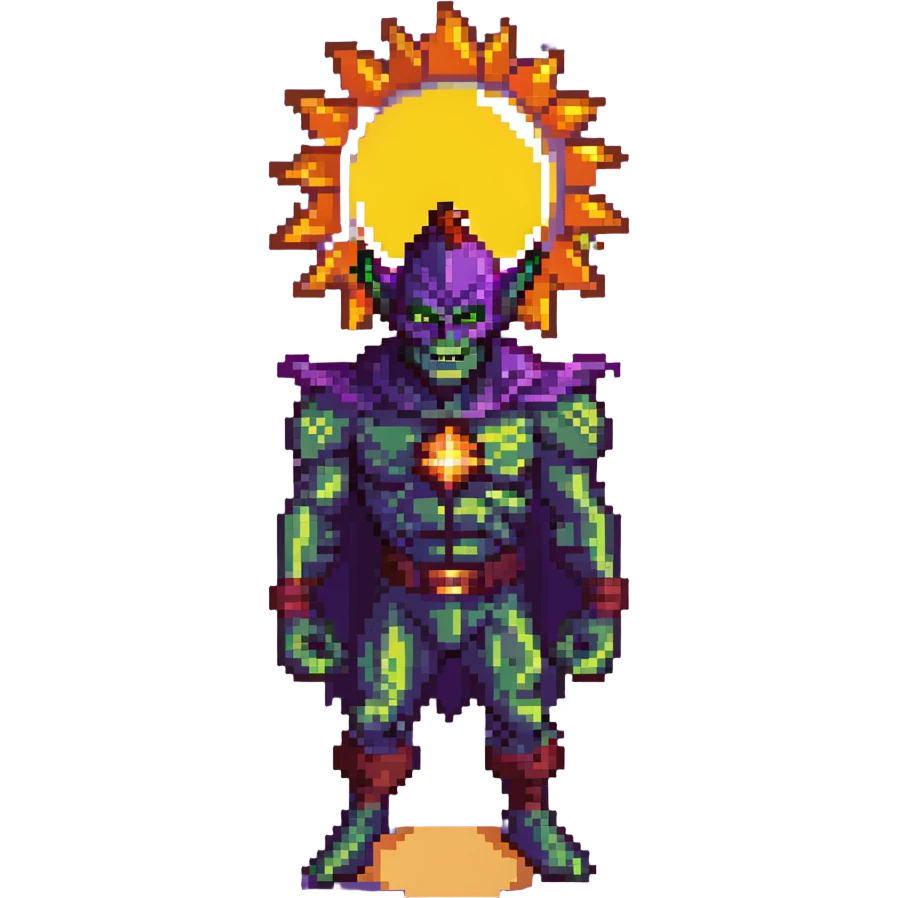 green goblin worshipping the sun emoji