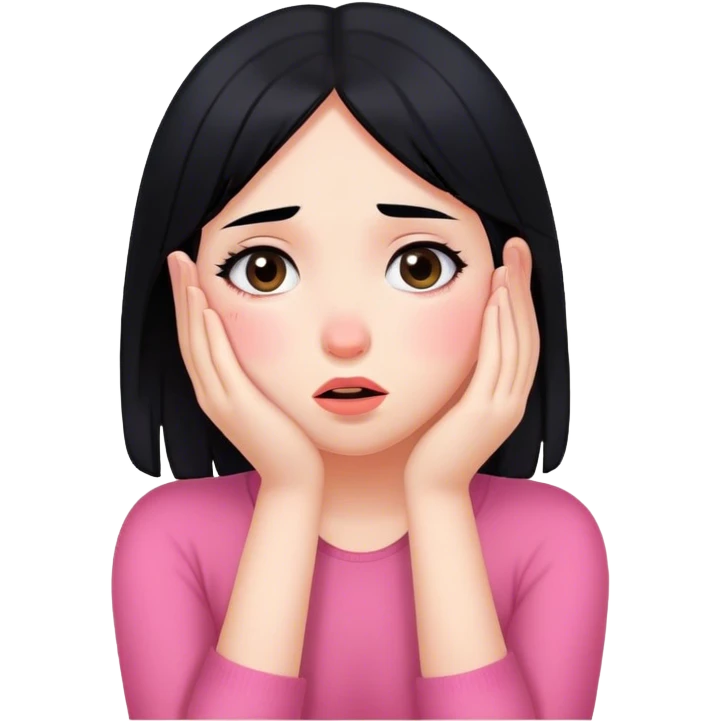embarrassed girl with black hair emoji