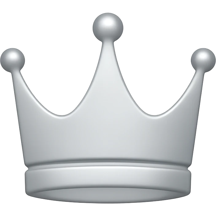 Elegant silver crown icon for VIP status, sleek contour, silver gradient, elegant shine, minimalist luxury, suitable for app subscription badge emoji