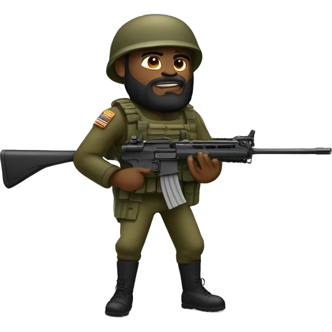 soldier black man with beard rifle aiming emoji