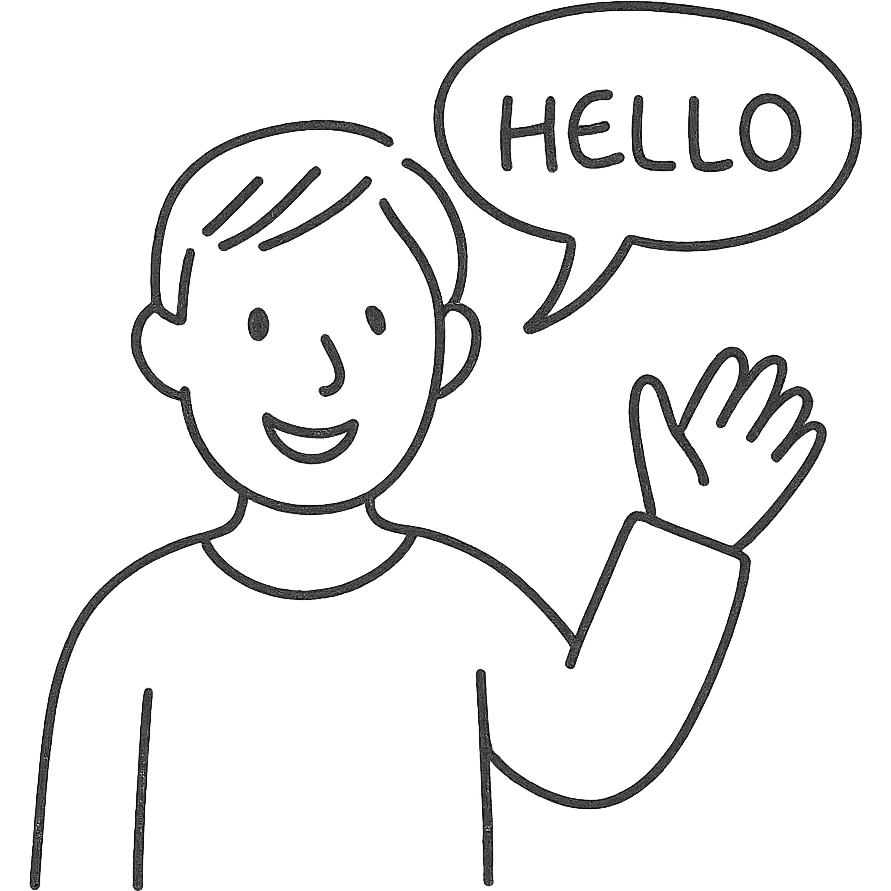 hand-drawn outline of a person introducing themselves emoji
