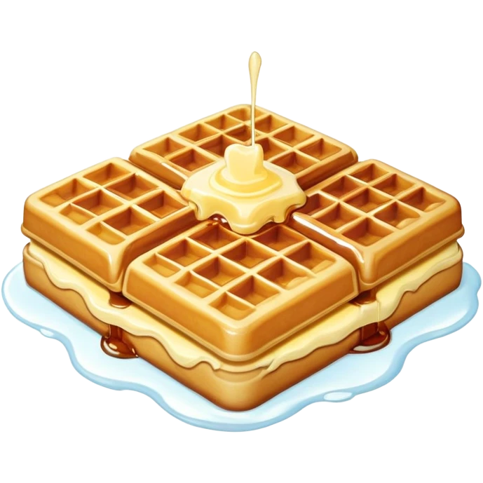 Golden crispy waffle with maple syrup and a square of butter on top emoji