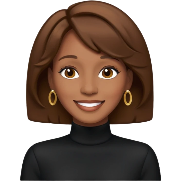 Whitney Houston, brown hair, black outfit emoji