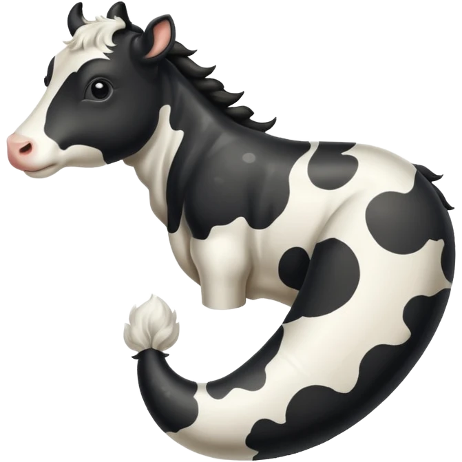 realistic white and black spotted cow tail slight curl at the end emoji