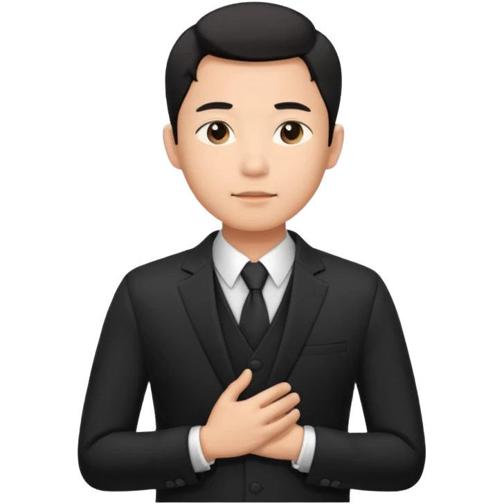 first asian man put his hands on his chest where his heart is, to showw howw he feeel emoji