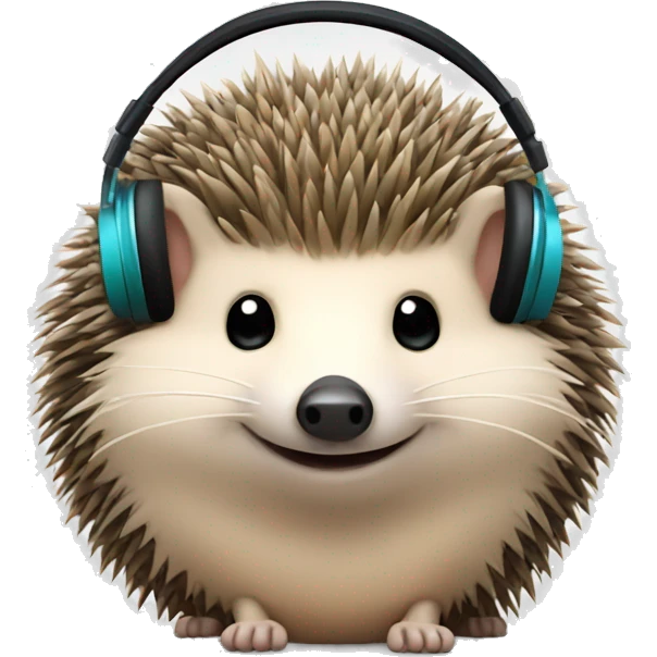 a hedgehog with music headphones emoji